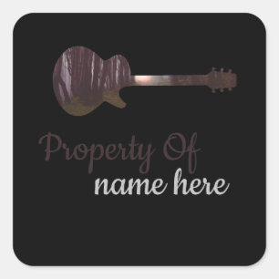 Acoustic Guitar Logo Personalized  Square Sticker