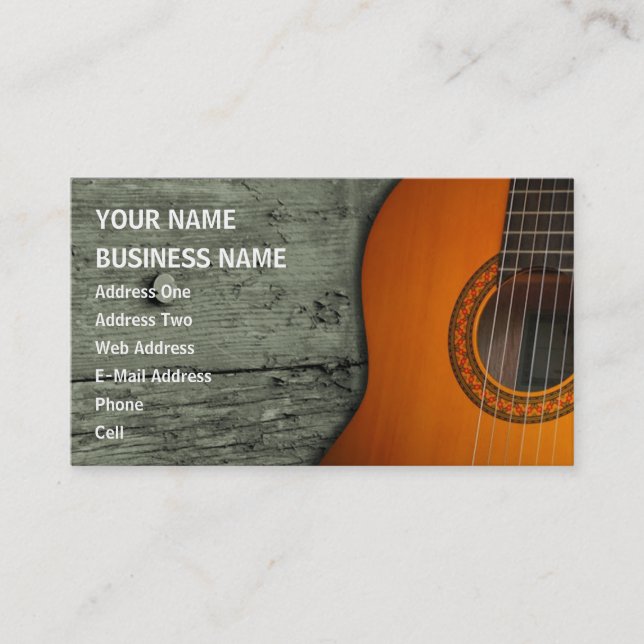 Acoustic Guitar - Music Business Card (Front)