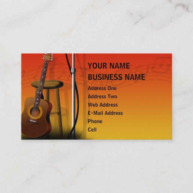 Acoustic Guitar - Music Business Card (Front)