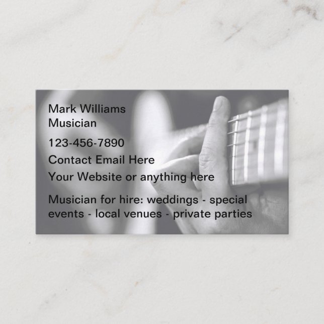 Acoustic Guitar Music Musician Business Cards (Front)