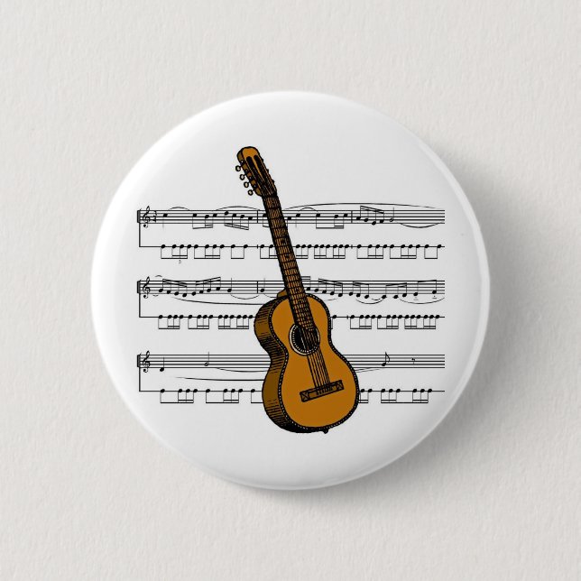 Acoustic Guitar musical 07 B 2 Inch Round Button (Front)