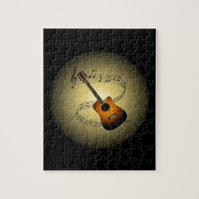 Acoustic Guitar~ Musical Scale ~ Musical Globe ~ Jigsaw Puzzle (Vertical)