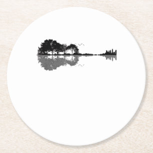 Acoustic Guitar Nature Est Music Bass Guitarist Round Paper Coaster