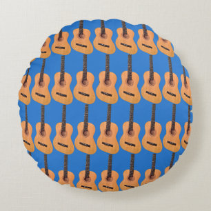 Acoustic Guitar Pattern Round Pillow