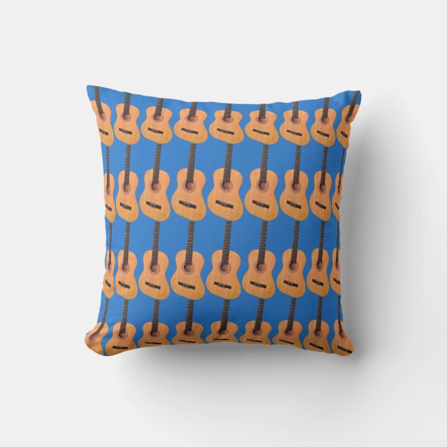 Acoustic Guitar Pattern Throw Pillow (Front)
