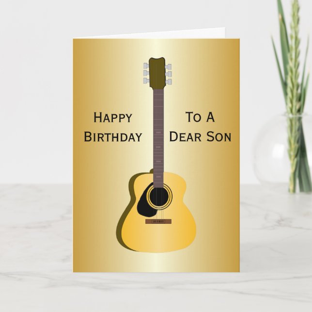 Acoustic Guitar Personalised Son Birthday Card (Front)
