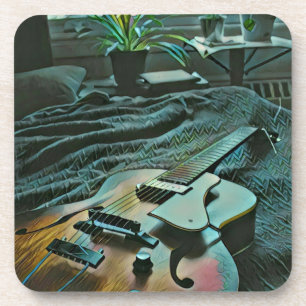 Acoustic guitar player coaster