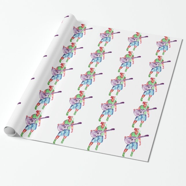 acoustic guitar player female singer musician wrapping paper (Unrolled)