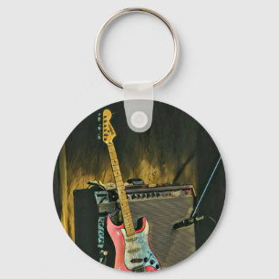 Acoustic guitar player gift keychain