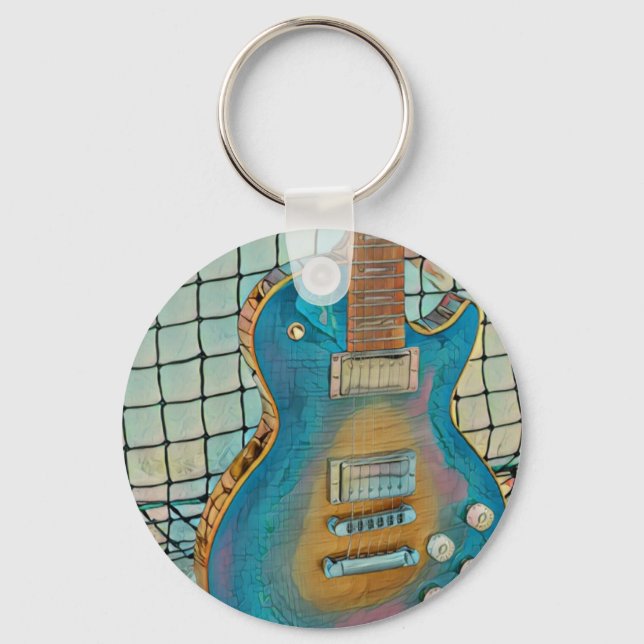 Acoustic guitar player gift keychain (Front)