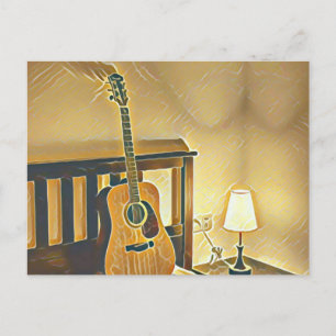 Acoustic guitar player gift postcard