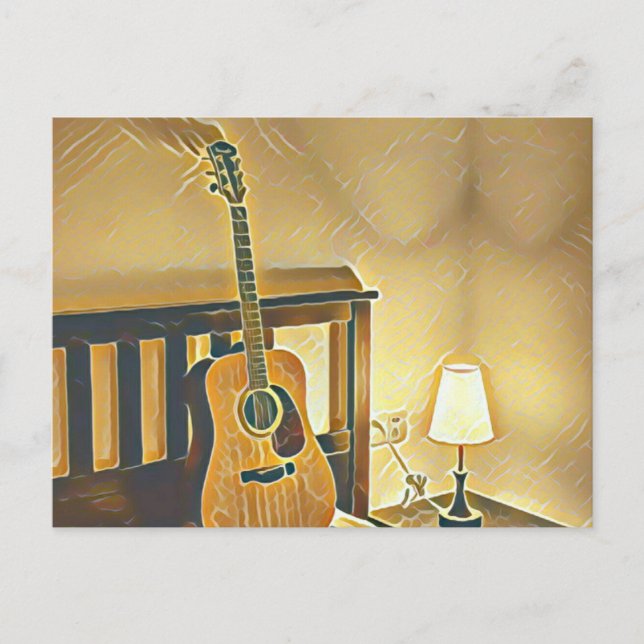 Acoustic guitar player gift postcard (Front)
