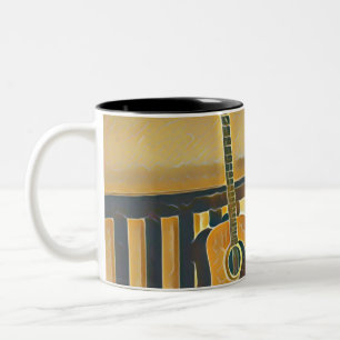 Acoustic guitar player gift Two-Tone coffee mug