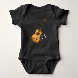 Acoustic Guitar Player Musical Notes Art Musician Baby Bodysuit