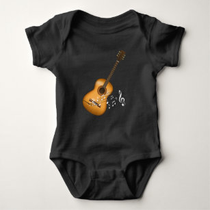 Acoustic Guitar Player Musical Notes Art Musician Baby Bodysuit