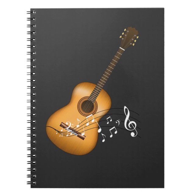 Acoustic Guitar Player Musical Notes Art Musician Notebook (Front)