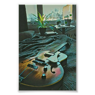 Acoustic guitar player photo print