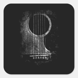 Acoustic Guitar Player Six String Rock & Roll Square Sticker
