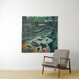 Acoustic guitar player tapestry