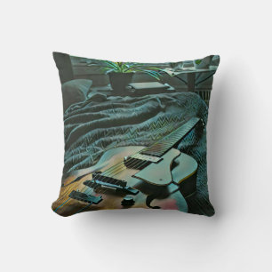 Acoustic guitar player throw pillow