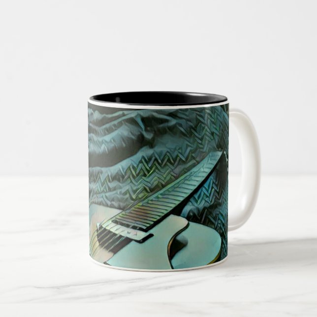 Acoustic guitar player Two-Tone coffee mug (Front Right)