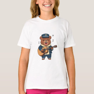 Acoustic Guitar Playing Sailor Bear Kids T-Shirt