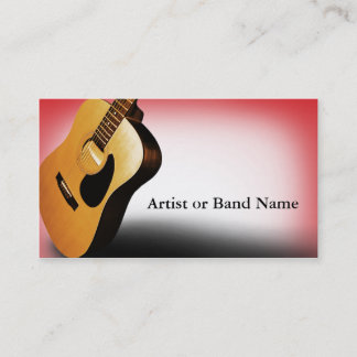 Acoustic Guitar Red Artist Business Cards
