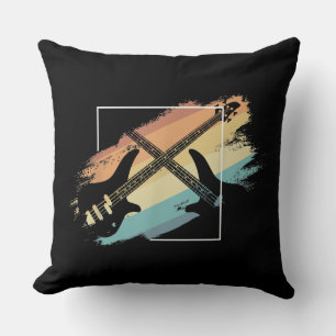 Acoustic Guitar Retro Music Player Musician Bass Throw Pillow