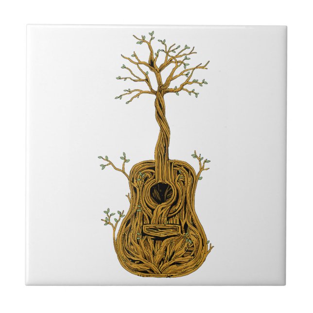 Acoustic Guitar Shirt Tree of Life Guitar Player G Tile (Front)