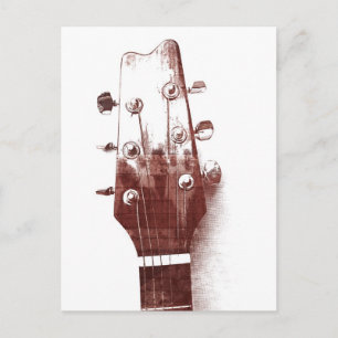 acoustic guitar sketch style postcard