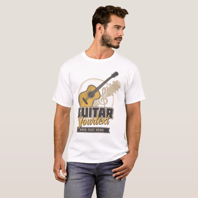 Acoustic Guitar T-Shirt with Custom Text (Front Full)