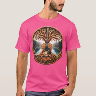 Acoustic Guitar Tree By The Lake Guitarist T-Shirt