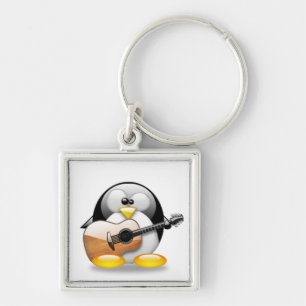 Acoustic Guitar Tux (Linux Tux) Keychain
