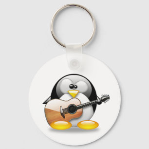 Acoustic Guitar Tux (Linux Tux) Keychain