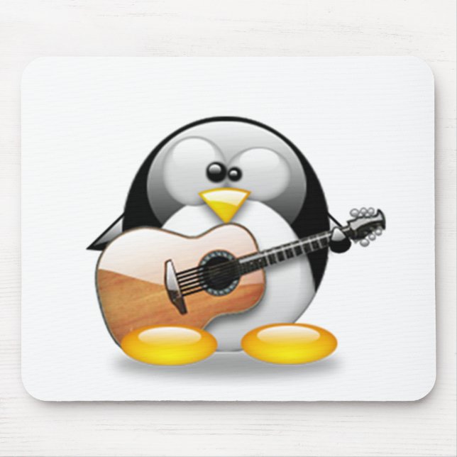 Acoustic Guitar Tux (Linux Tux) Mouse Pad (Front)