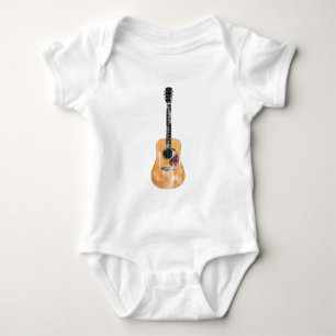 Acoustic Guitar vertical distressed Baby Bodysuit