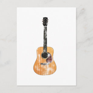 Acoustic Guitar vertical distressed Postcard