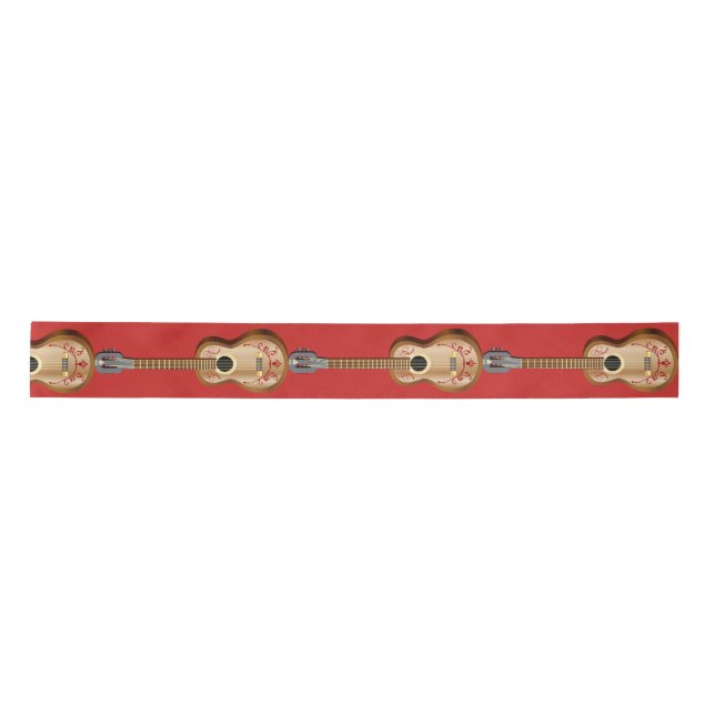Acoustic Guitar with Mexican Flair Satin Ribbon (Front)