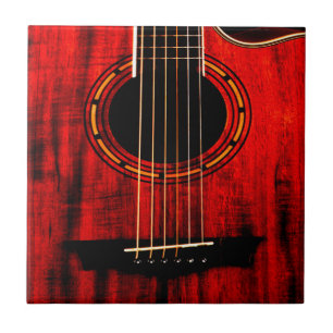 Acoustic Guitar Wooden Music Tile