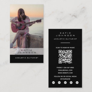 Acoustic Guitarist Musician Photo QR Code Business Card