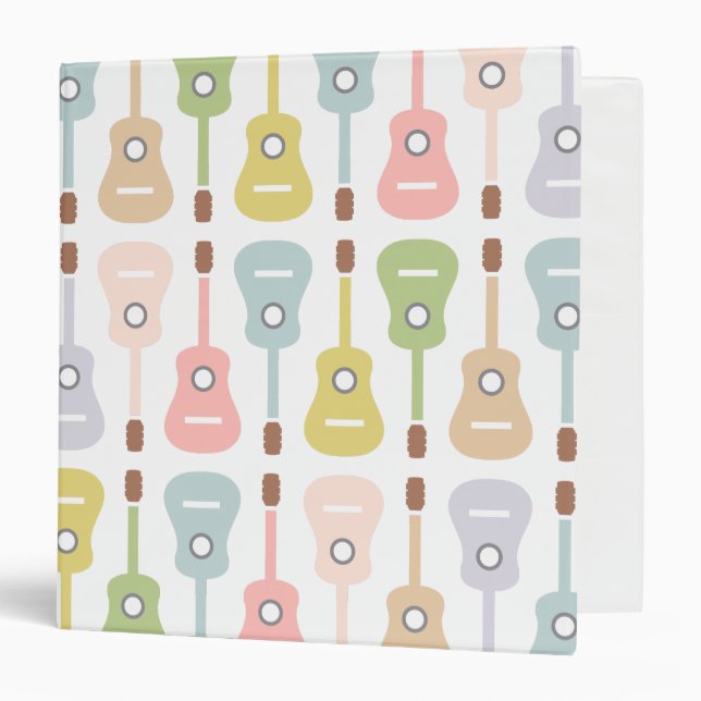 Acoustic Guitars in soft pastel |Musician DJ Band Binder (Front/Inside)