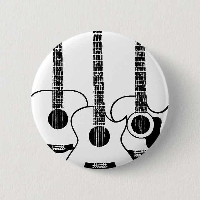 acoustic guitars - music 2 inch round button (Front)