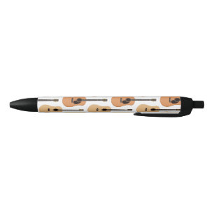 Acoustic Guitars Pattern Black Ink Pen
