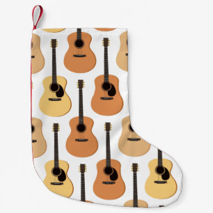 Acoustic Guitars Pattern Small Christmas Stocking
