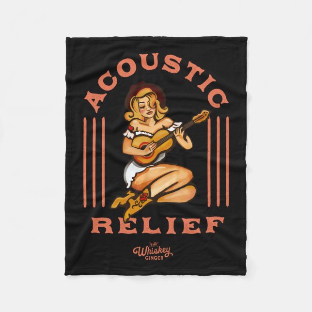 Acoustic Relief Cute Tropical Guitar Music Tattoo  Fleece Blanket (Front)