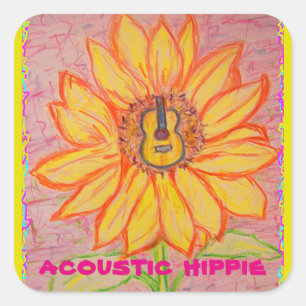 Acoustic Sunflower acoustic hippie Square Sticker