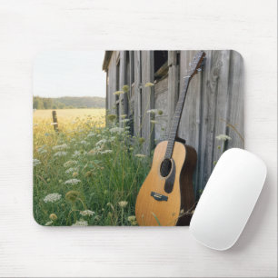 Acoustical Guitar Leaning on a Country Barn Mouse Pad