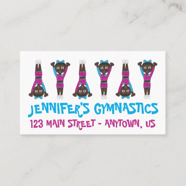 Acro Gymnastics Gym Dance School Studio Teacher Business Card (Front)