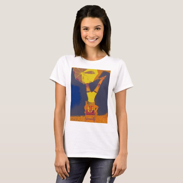 Acrobat Headstand Art Women's Basic T-Shirt, White T-Shirt (Front Full)