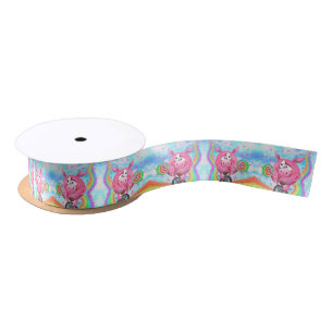 Acrobat Pig Ribbon Satin Ribbon